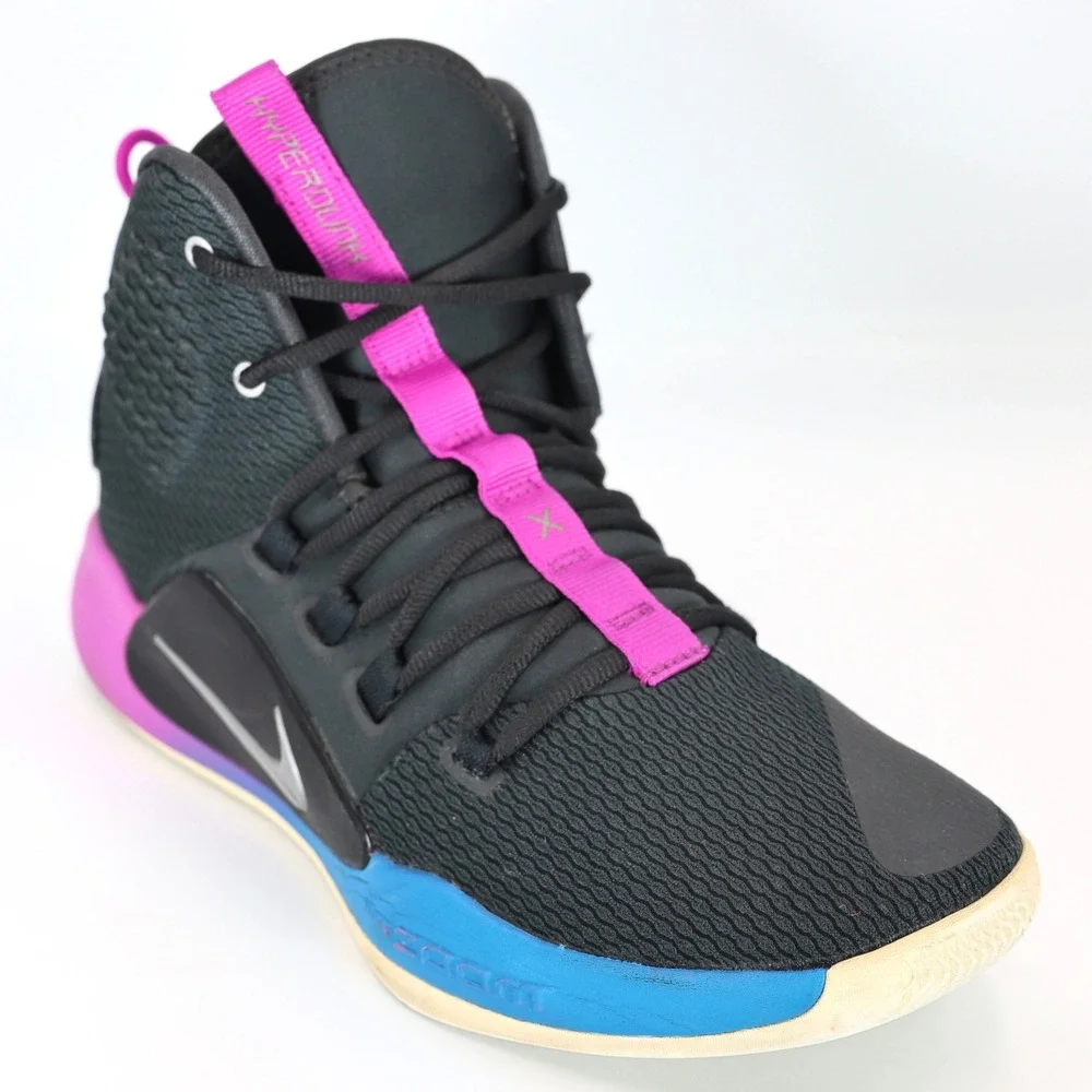 Nike Hyperdunk X Shoes Mens 9 Black Blue Pink High Top Basketball AO7893-002